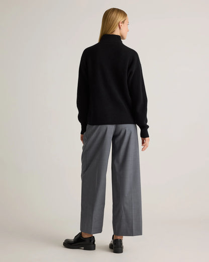 Mongolian Cashmere Fisherman Quarter Zip Sweater - XS / Ivory