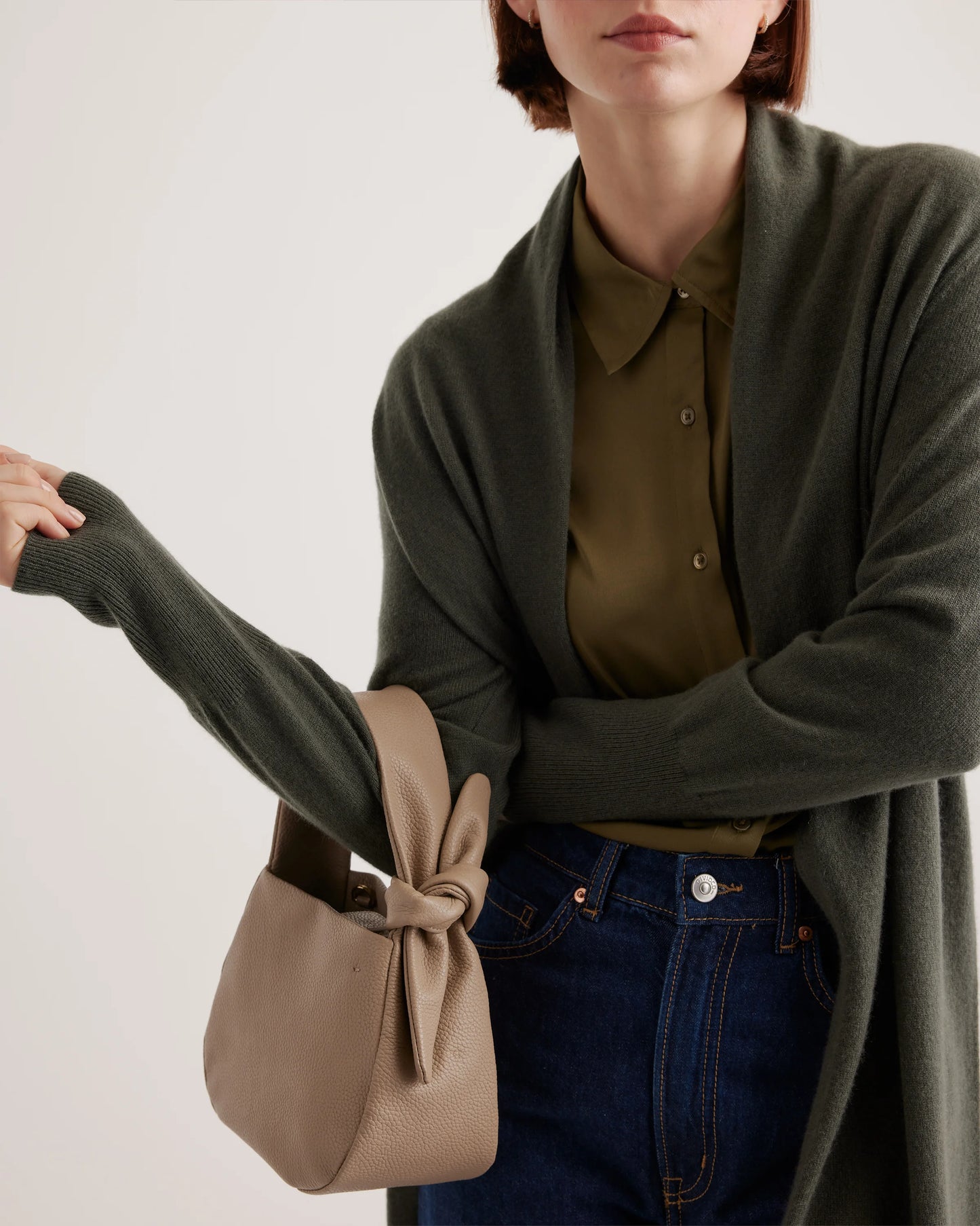 Italian Leather Mini Bow Bag - One Size / Taupe