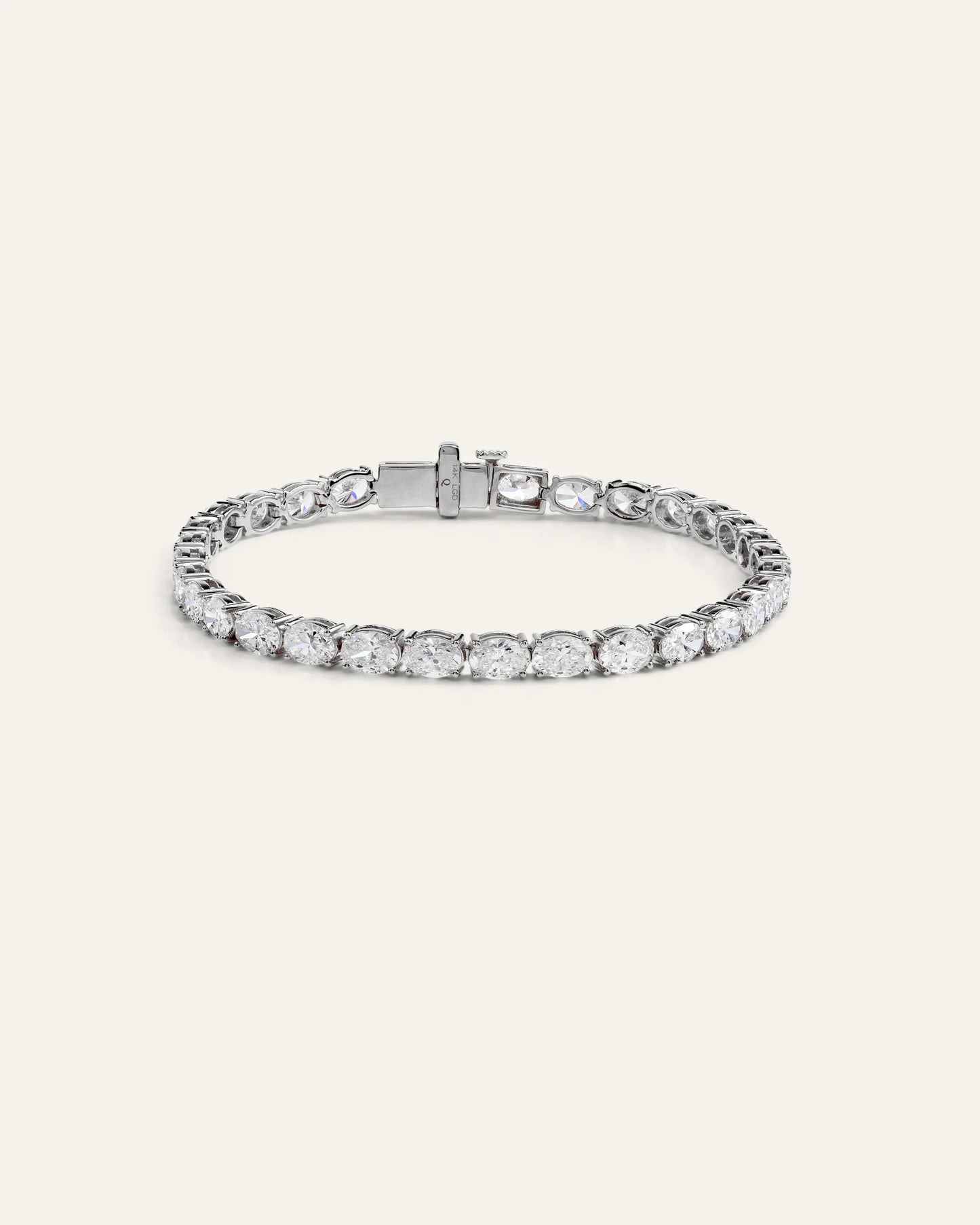 14K Gold Lab Grown Diamond East-West Oval Tennis Bracelet - 10ctw - 6.5" / Yellow Gold