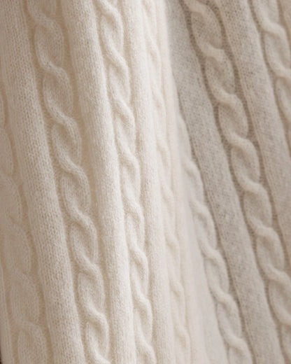 Cable Knit Cashmere Throw - 50x70 / Limoncello