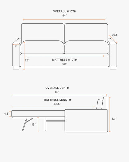 Brennan Sleeper Sofa in Performance Chenille Linen Blend - Queen / Snow