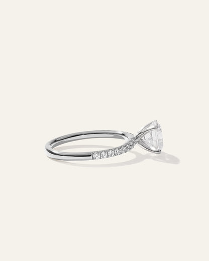 Lab Grown Diamond Round Petite Pave Engagement Ring - 1.50ct - 4 / Yellow Gold