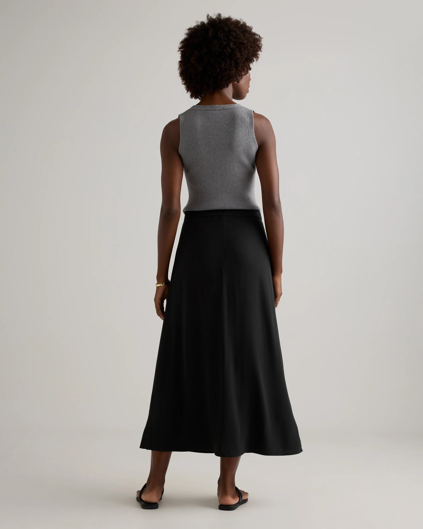 Lightweight Crepe Slip Skirt - XS / Moonstone Blue