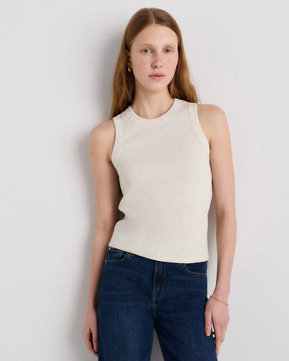 Organic Cotton Micro-Rib Cropped Cutaway Tank - XS / Heather Oatmeal