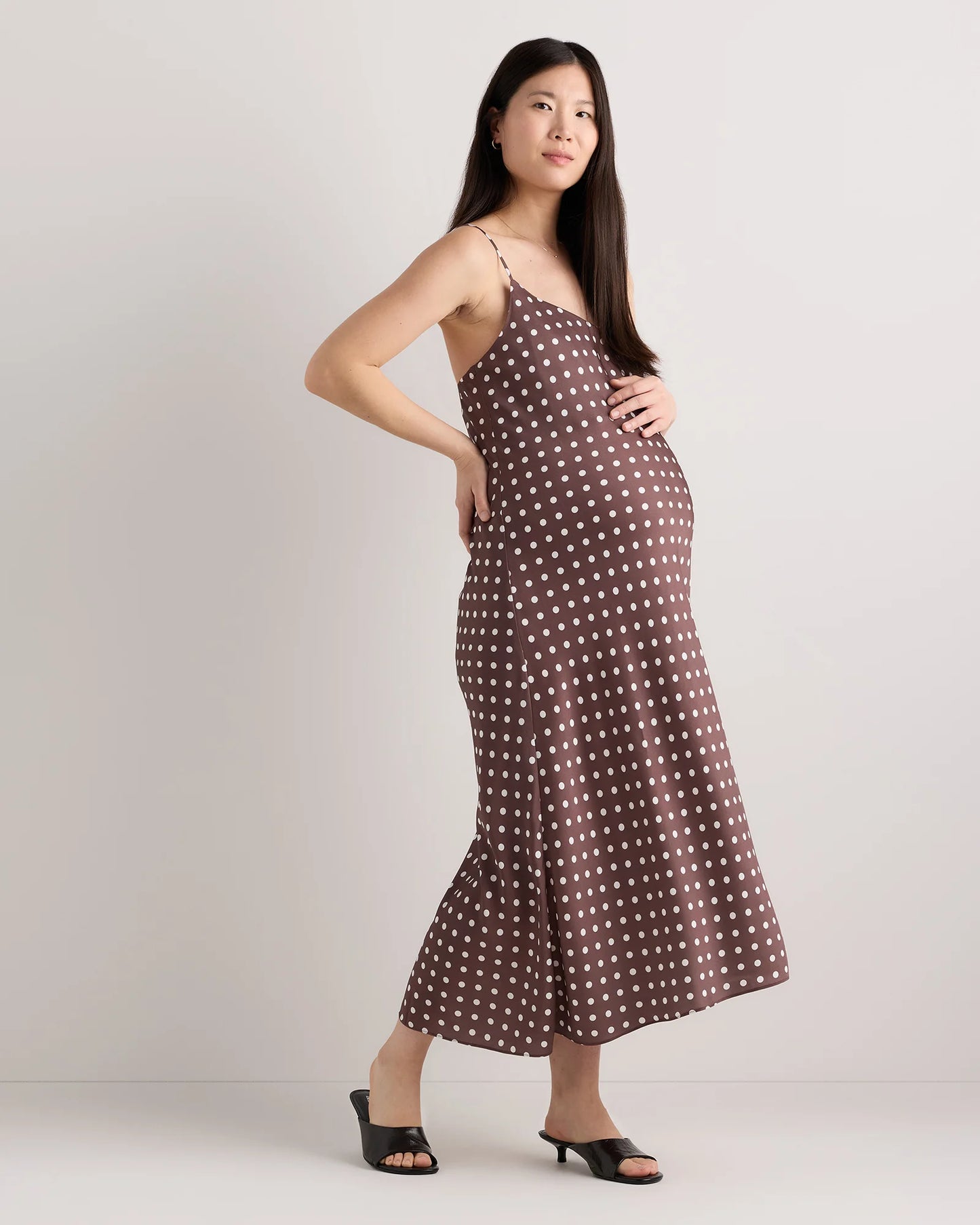Washable Stretch Silk Maternity Slip Dress - XS / Moonstone Blue Heirloom Floral