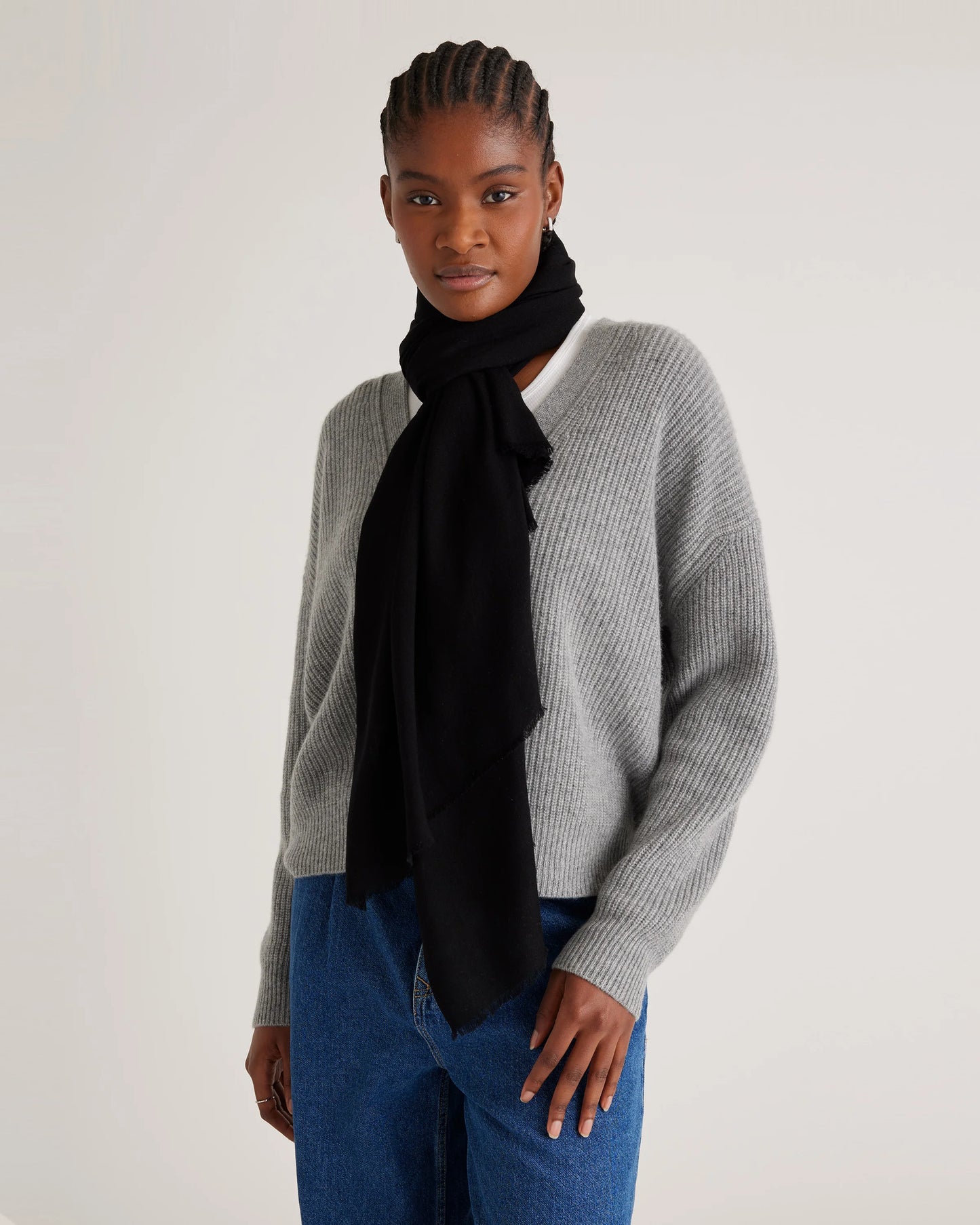 100% Pashmina Wool Scarf - One Size / Black