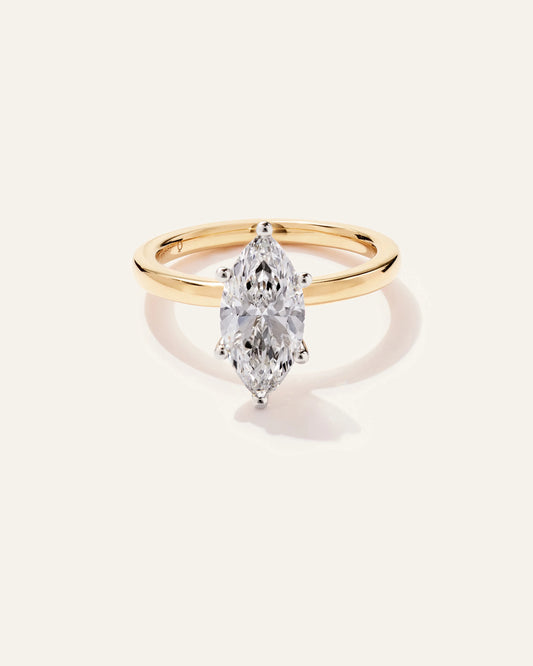 Lab Grown Diamond Marquise Comfort Fit Engagement Ring - 2ct - 4 / Yellow Gold