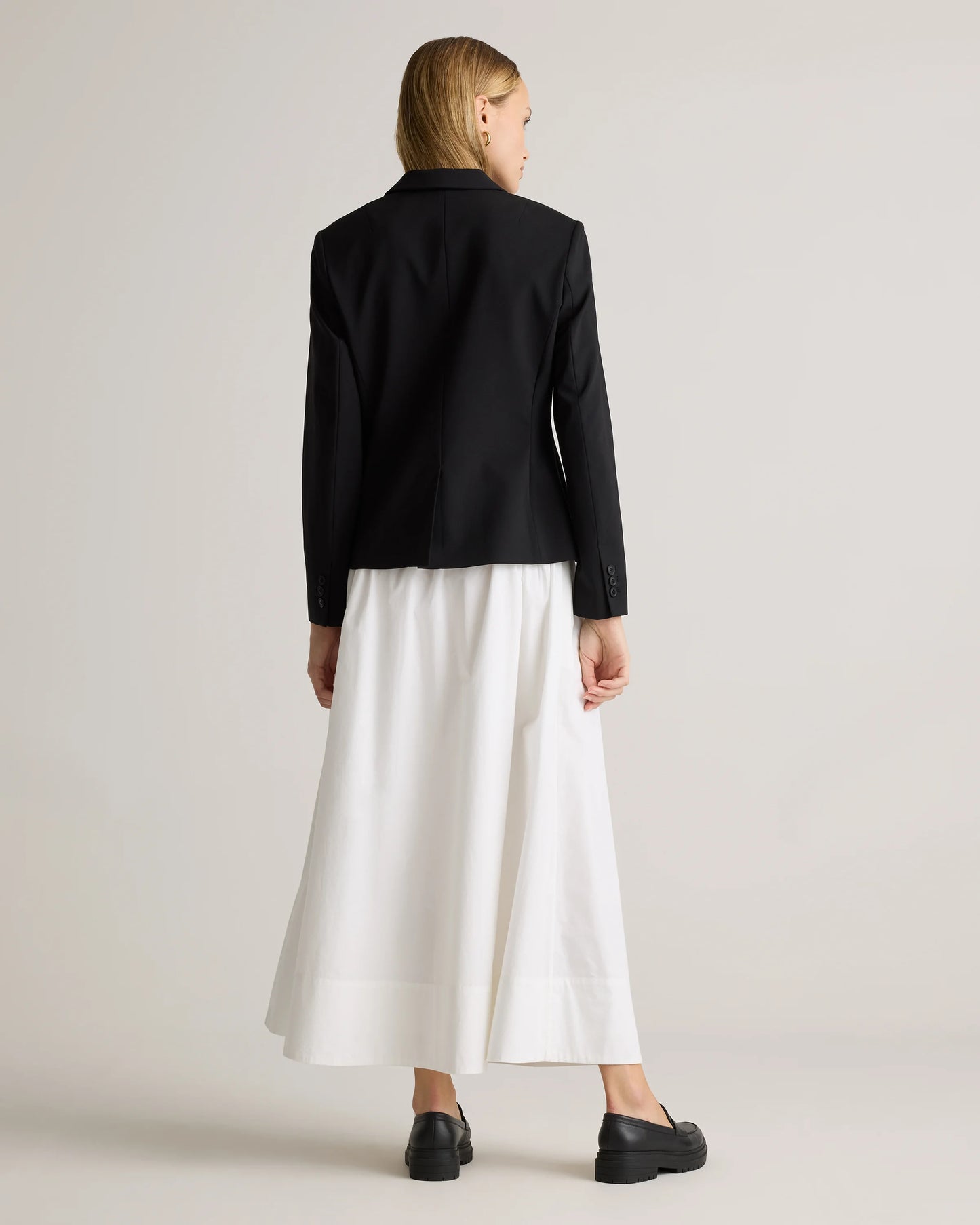 100% Organic Cotton Poplin A-line Maxi Skirt - XS / Classic White