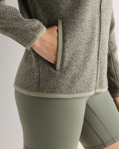 Sweater-Knit Fleece Full-Zip Jacket - XS / Heather Mineral Green