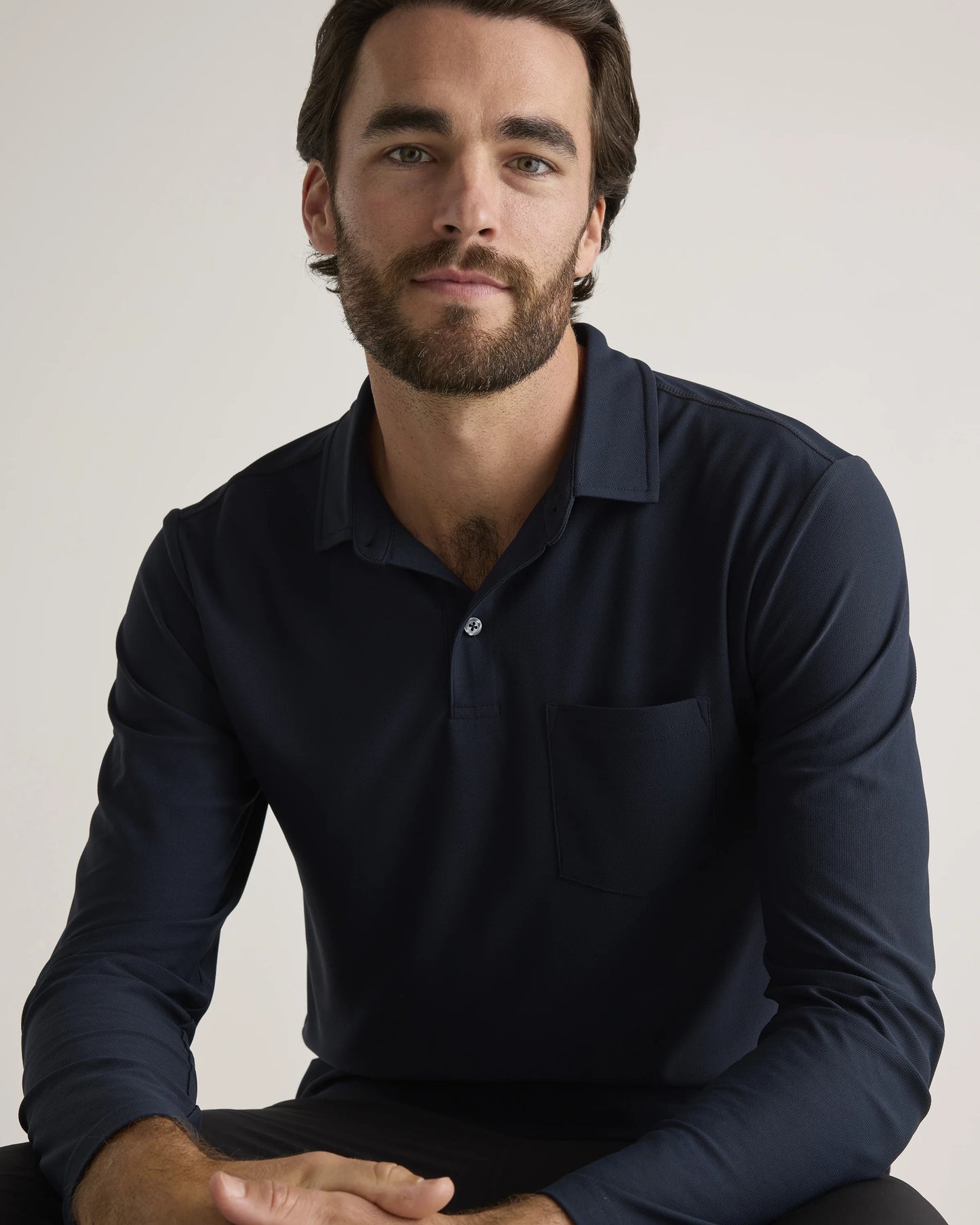 ProPique Performance Long Sleeve Polo - S / Navy