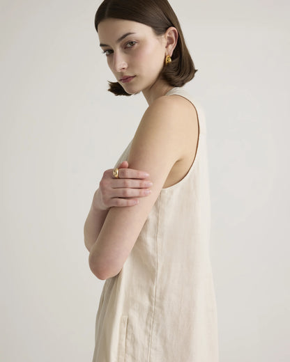 100% European Linen Sleeveless Swing Dress - XS / Classic Mini Gingham