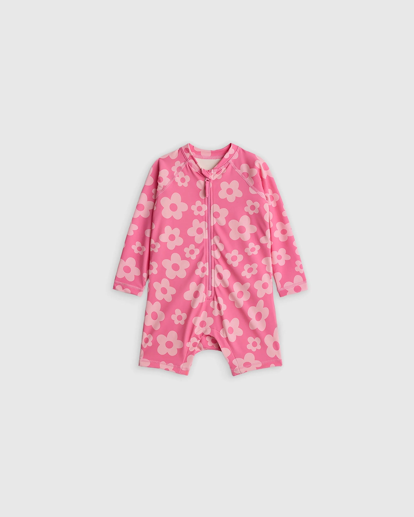 Long Sleeve Zip-Up Rash Guard One-Piece - 2T / Peri Beach Stripe