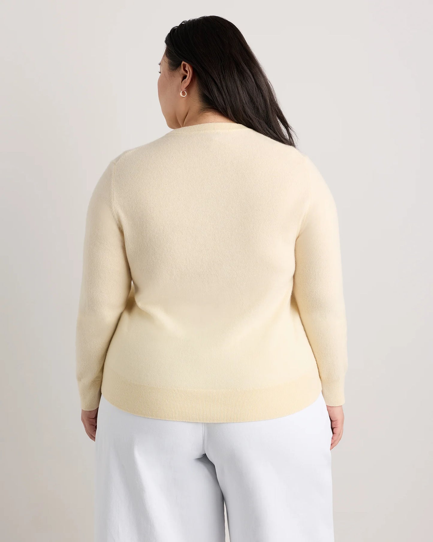 Mongolian Cashmere Crewneck Sweater - 1X / Pale Custard Yellow
