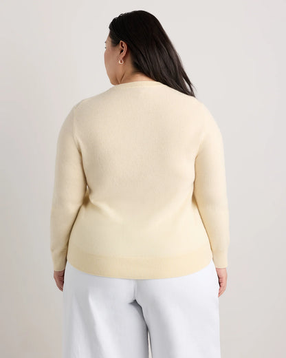 Mongolian Cashmere Crewneck Sweater - 1X / Pale Custard Yellow