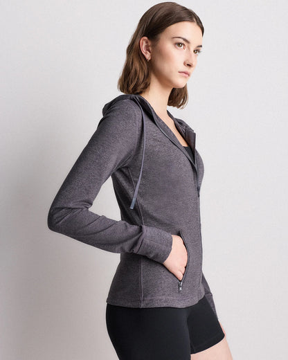 Ultra-Soft Slim Fit Hooded Jacket - XS / Heather Black
