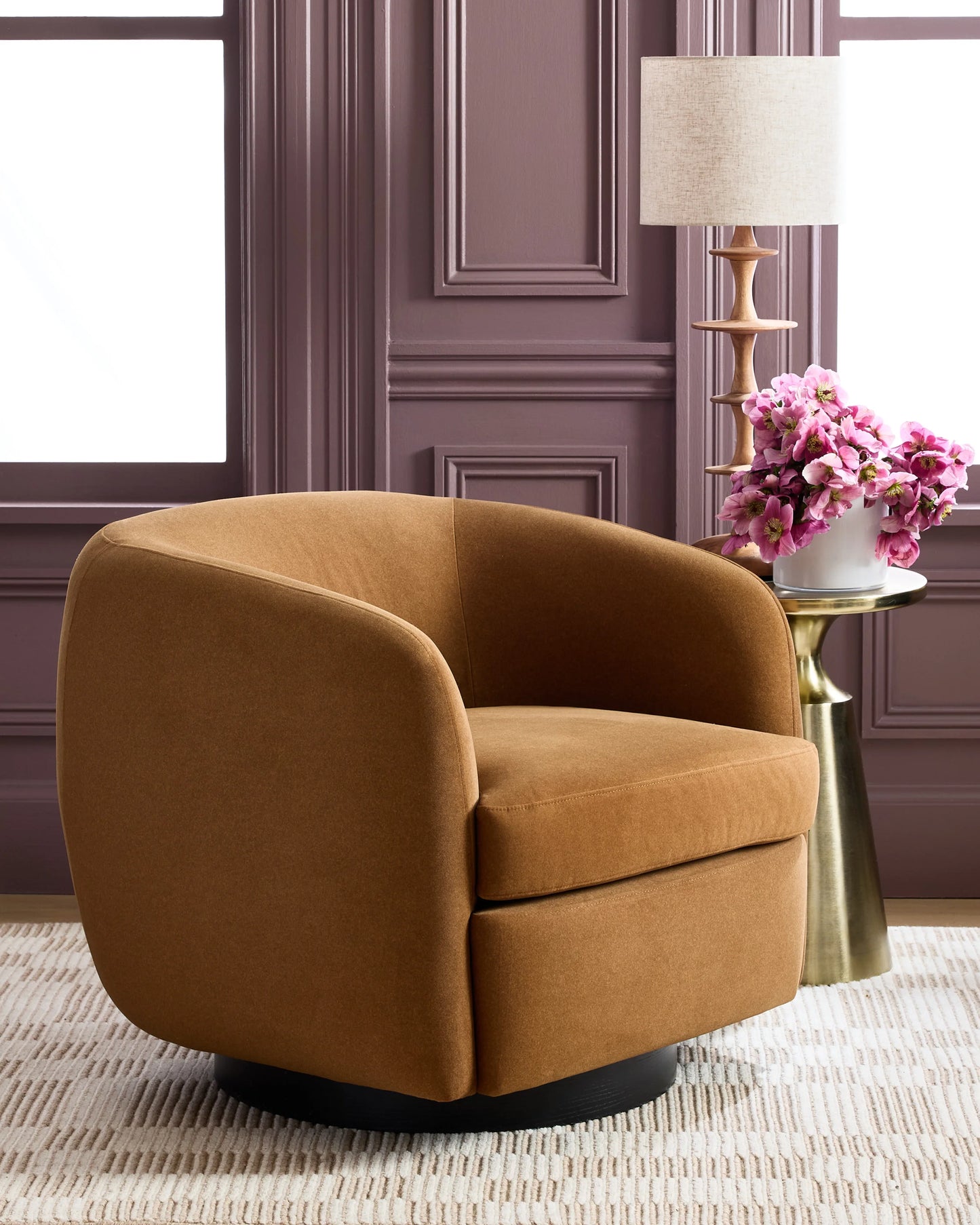 Performance Velvet Swivel Chair - One Size / Performance Velvet Taupe