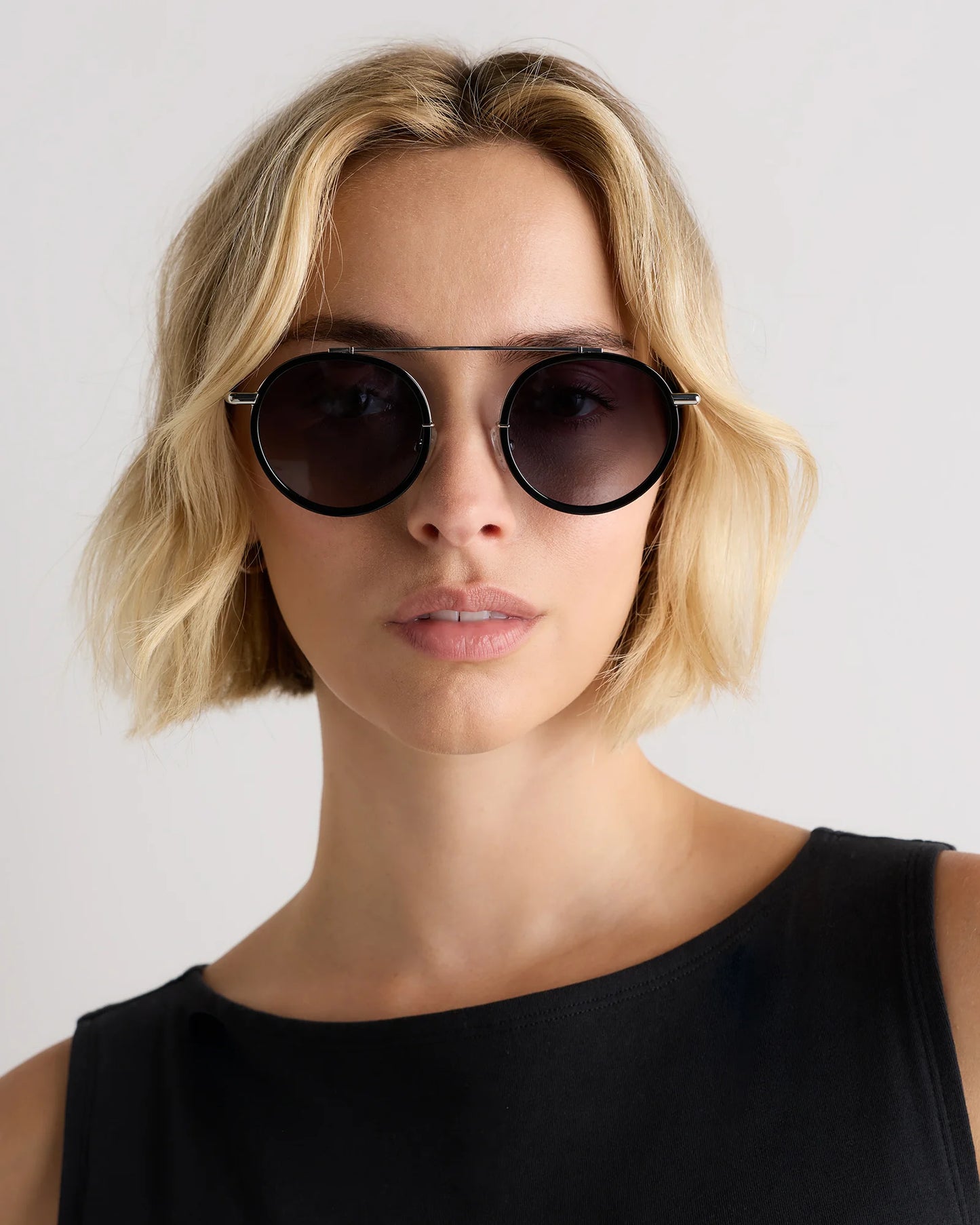 Miami Polarized Stainless Steel Sunglasses - Standard / Gold/Clear with Green gradient lens