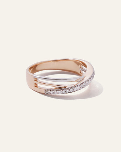 14K Gold Diamond Orbit Ring - 4 / Rose Gold