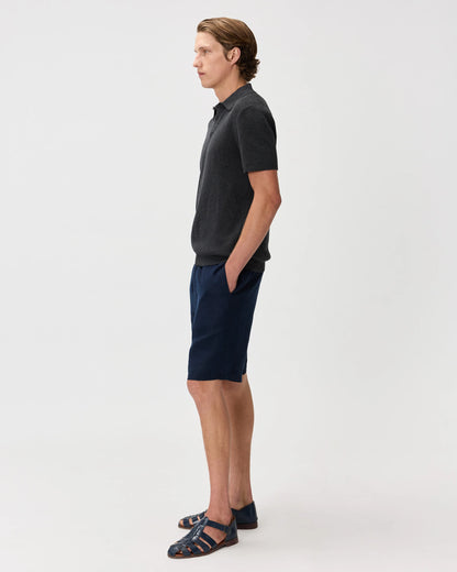 100% Organic Cotton Mesh-Stitch Sweater Polo - XS / Charcoal