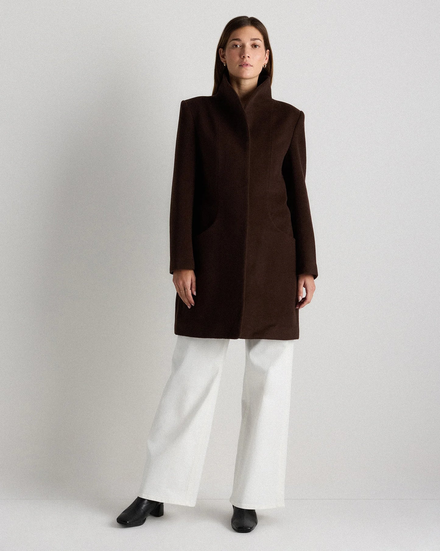 Wool Cashmere Cocoon Coat - XS / Dark Chocolate