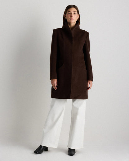 Wool Cashmere Cocoon Coat - XS / Dark Chocolate