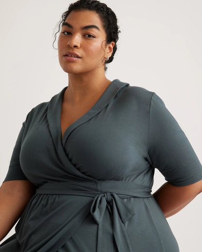 Tencel Jersey Midi Wrap Dress - 1X / Dark Olive