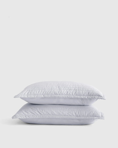 Organic Cotton Stripe Stitch Quilted Sham Set - Standard / White