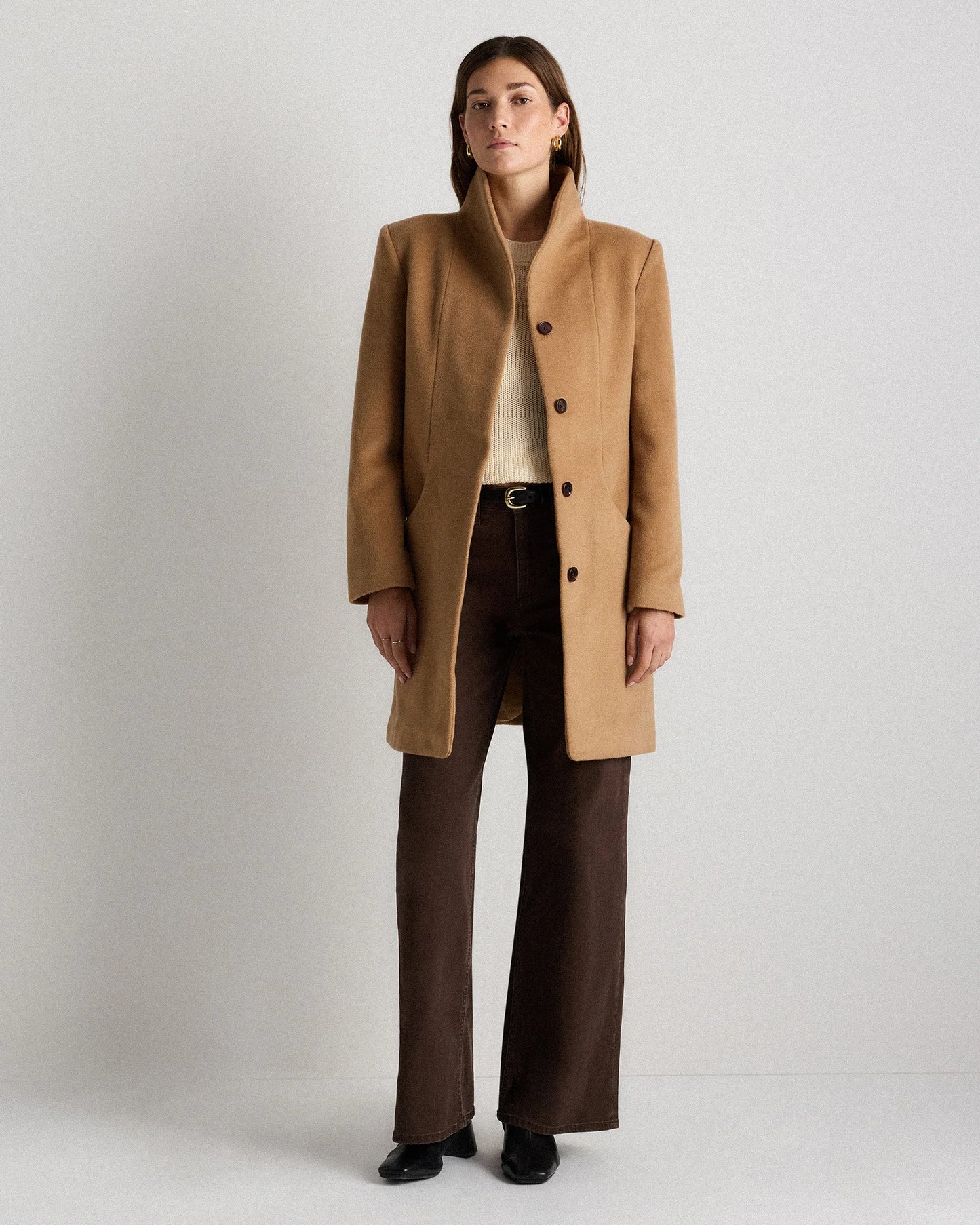 Wool Cashmere Cocoon Coat - XS / Dark Chocolate