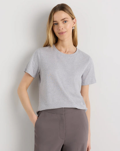 100% Organic Cotton Boxy Crewneck Tee - XS / Shell Pink