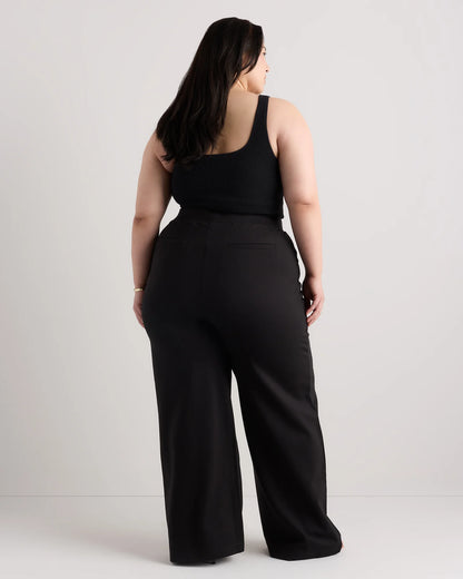 Ultra-Stretch Ponte Wide Leg Pants - 1X / Black