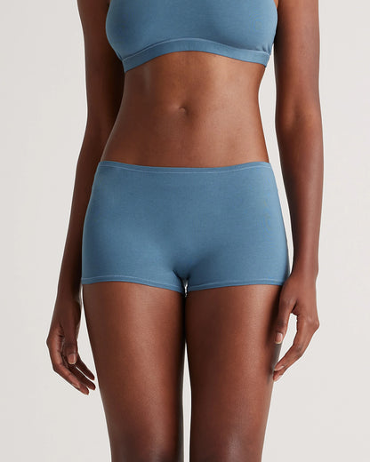 Organic Cotton Boyshort (6-pack) - XS / Black/Soft White/Ocean