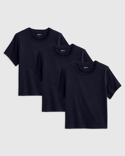 100% Organic Cotton Boxy Crewneck Tee (3-Pack) - XS / Deep Navy