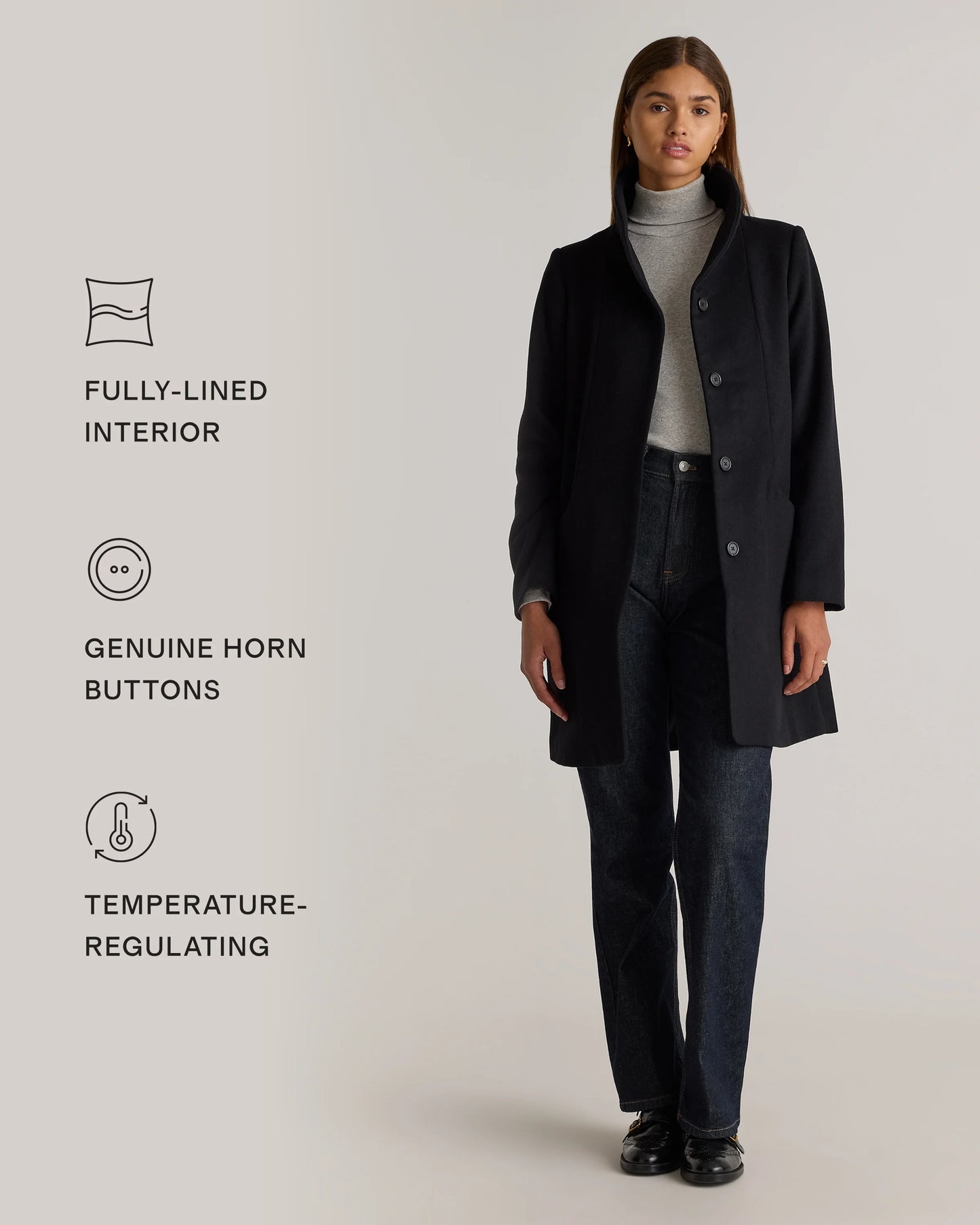 Italian Wool Cocoon Coat - XS / Black