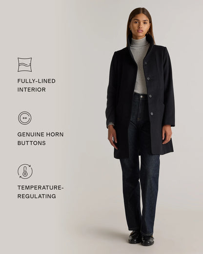 Italian Wool Cocoon Coat - XS / Black