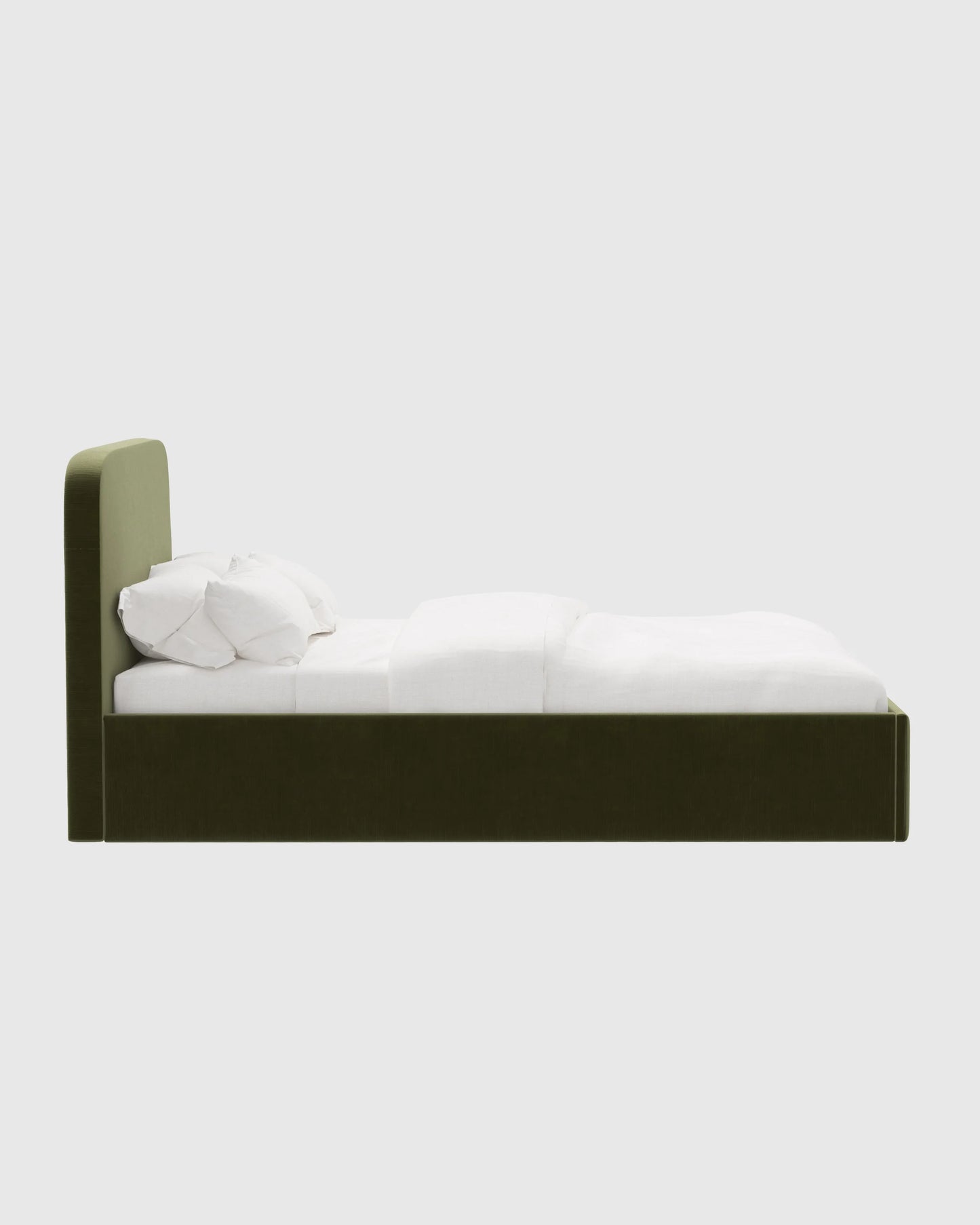 Curved Bed in Performance Velvet - Full / Walnut