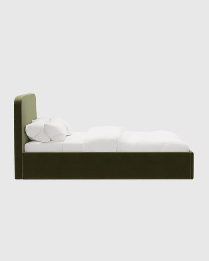 Curved Bed in Performance Velvet - Full / Walnut
