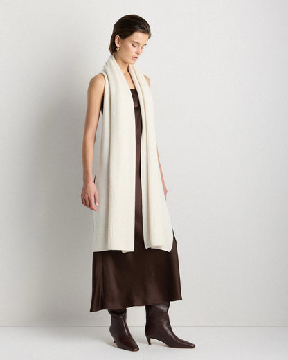 Mongolian Cashmere Ribbed Wrap - One Size / Heather Grey