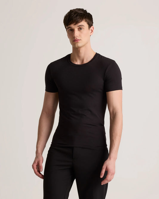 Soft Stretch Crewneck Undershirt (3-Pack) - S / Bold Black