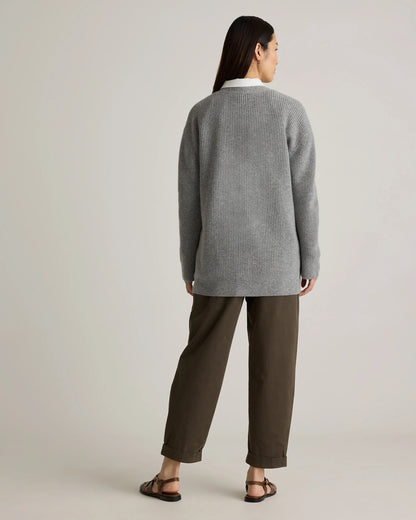 Mongolian Cashmere Oversized Boyfriend Cardigan Sweater - XS / Brown