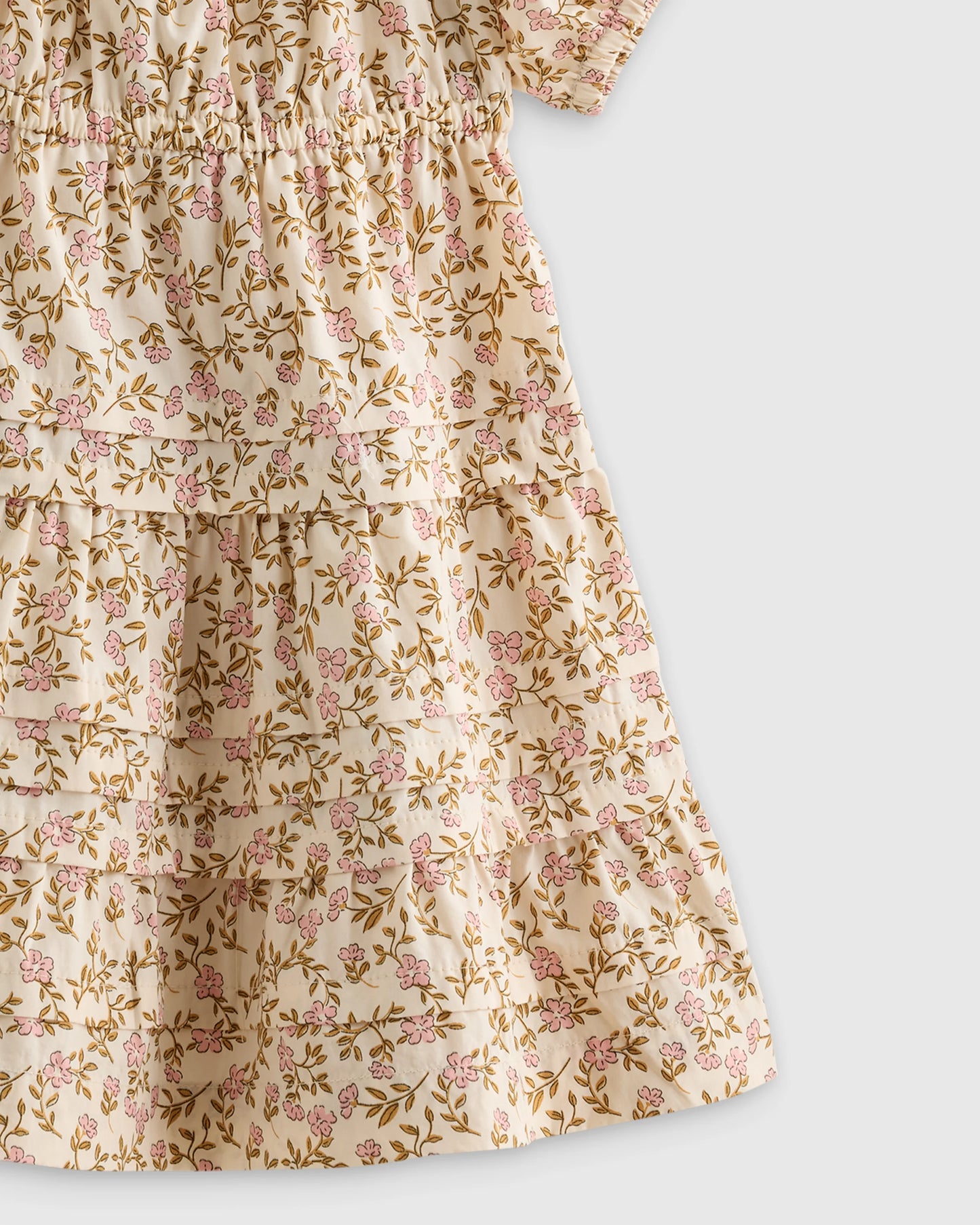 100% Organic Cotton Poplin Tiered Dress - 3-6M / Peach Floral