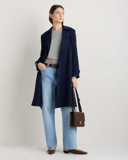 Stretch Crepe Trench Coat - XS / Olive