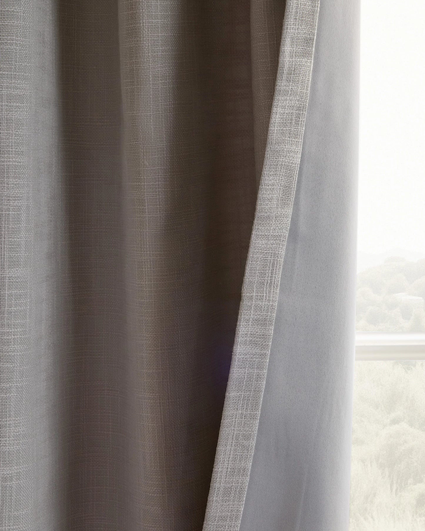 Textured Cotton True Blackout Curtain - 48x84 / White