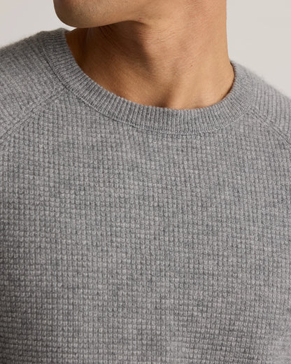 Mongolian Cashmere Waffle Sweatshirt - S / Faded Denim