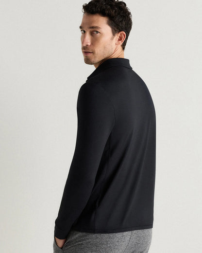 Flowknit Breeze Performance Long Sleeve Polo - XS / Heather Black