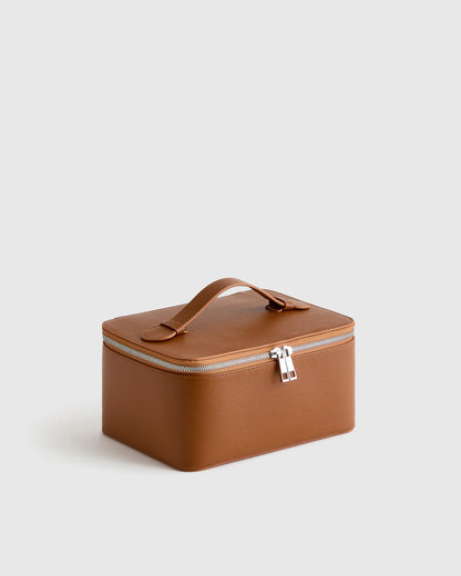 Italian Leather Travel Cosmetic Case - One Size / Garnet Red