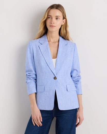 100% European Linen Structured Blazer - XS / French Blue