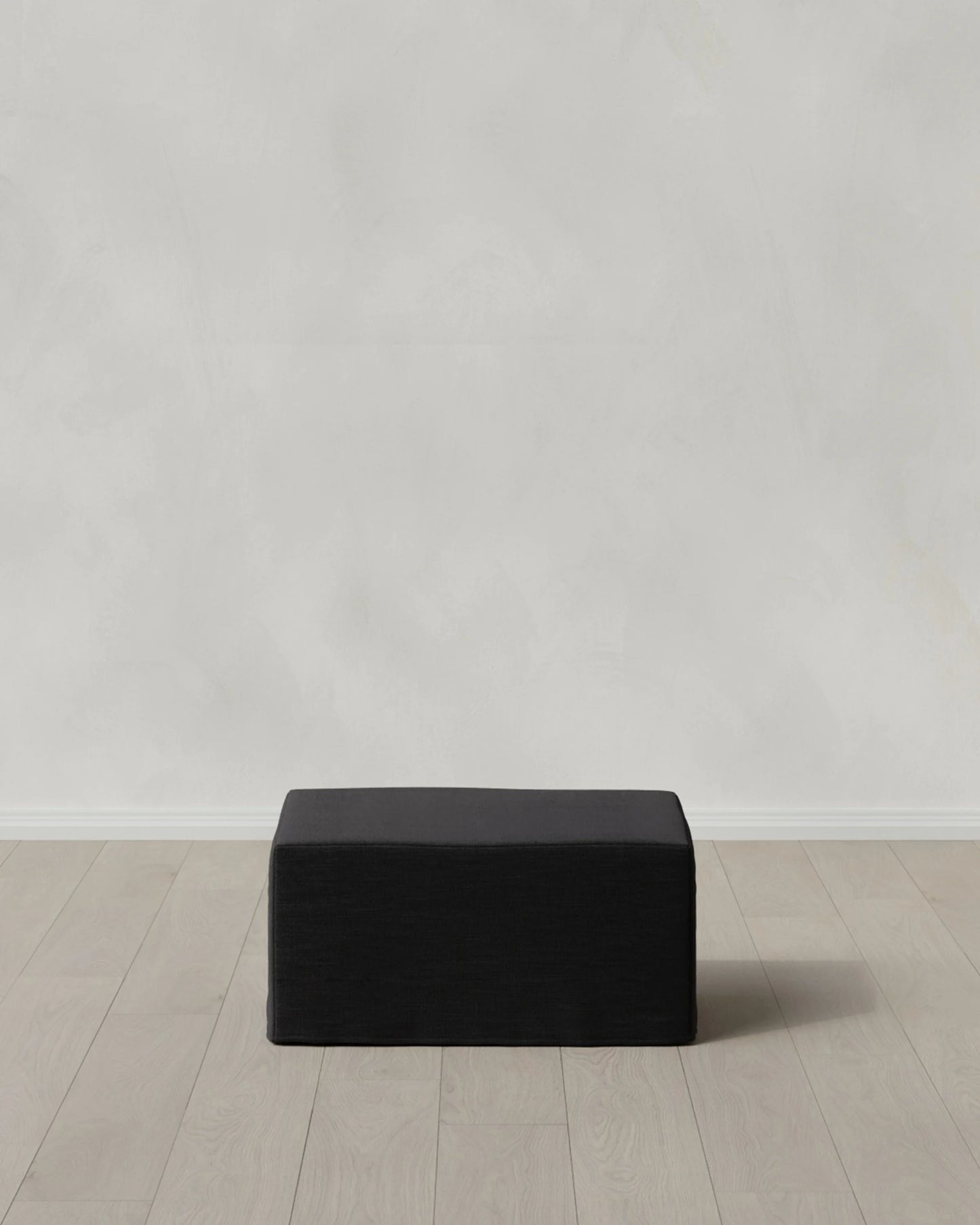 Ellery Slipcover Ottoman in Performance Linen - One Size / Sand