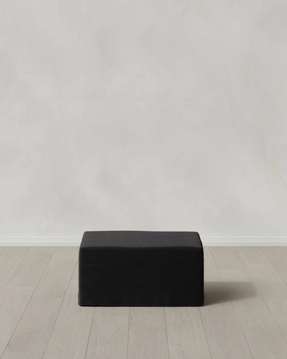 Ellery Slipcover Ottoman in Performance Linen - One Size / Sand