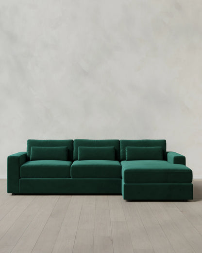 Ashford Deep Seat Chaise Sectional in Performance Velvet - 119" Right Arm / Rust