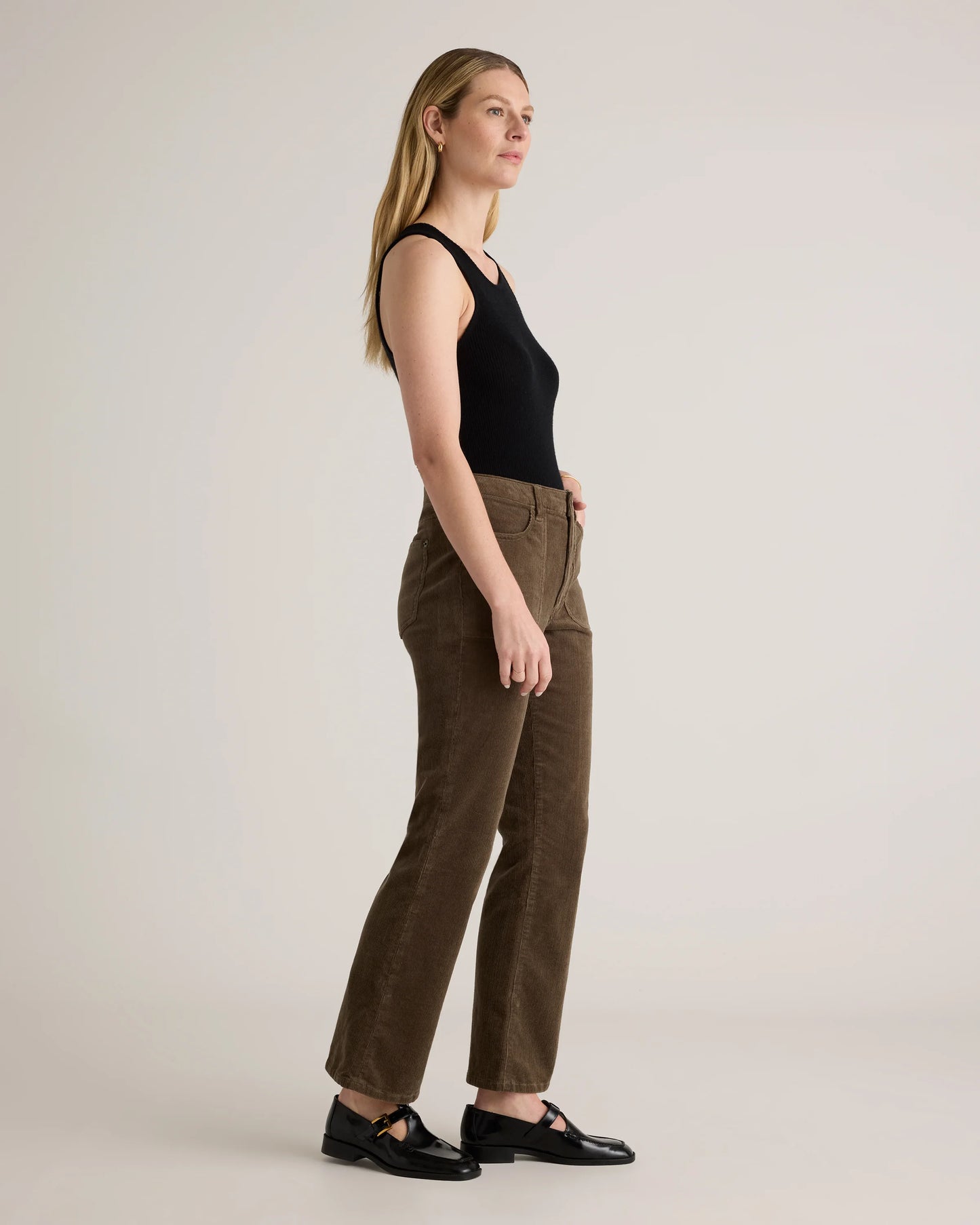 Organic Stretch Corduroy Flare Pants - 0 / Black